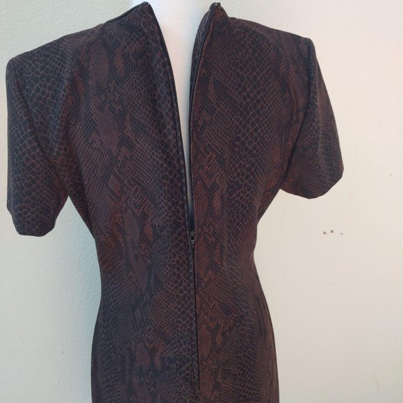 Studio C / 8 /Snakeskin Print Brown Dress - Picture 6 of 7